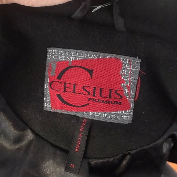 Celsius Premium Womens Faux Fur Wool Coat Jacket Long Belted Black Medium M - Picture 6 of 6